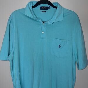 Polo Ralph Lauren Classic Fit Men Size Large Light Blue Pocket Short Sleeve Polo